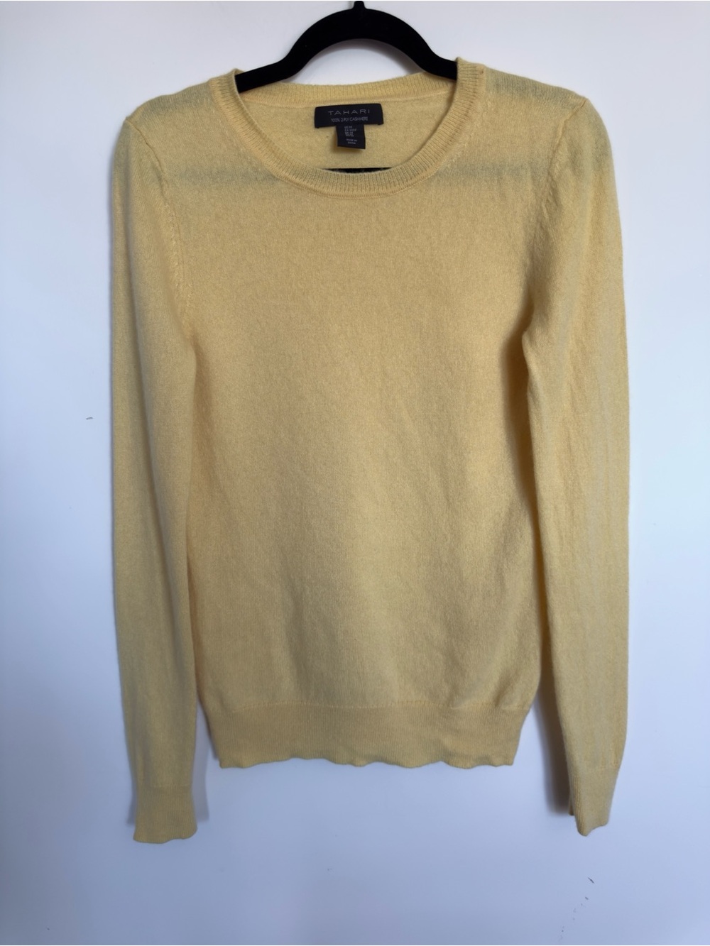 Tahari 100% Cashmere Yellow Crewneck Sweater
